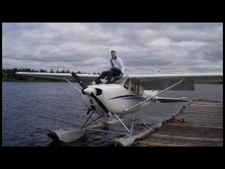 Weston Nicholson on the float plane and gets his rating.
